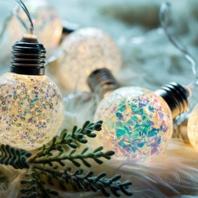 China Führte schillernder Weihnachtsball Kanlong dia2.4inch Birnenlichtfunkeln innerhalb der Lichter der frohen Weihnachten 10L für Weihnachtsdekoration zu verkaufen