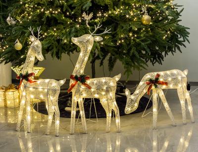 China Kanlong adapter powered S/3 32inch light up deer gold cotton cute commercialreindeer christmas nativity outdoor lights for sale