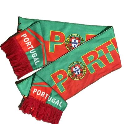 China Long Football Cup 32 Portugal Scarf Team New Model Football 2022 Words Print Football Scarf for sale