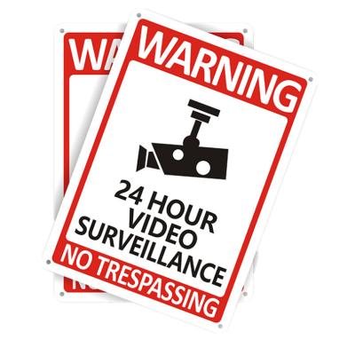 China Shop Cctv Camera 24 Hour Security Video Metal Camera Signs Metal Security Surveillance No Trespassing Sign for sale