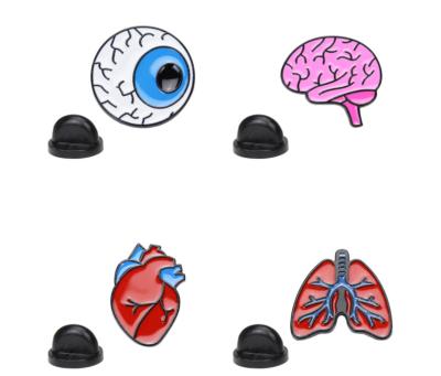 China Promotional Metal Factory Price Gift Body Organ Heart Brain Tooth Lung Eye Liver Enamel Metal Badge Lapel Pin for sale