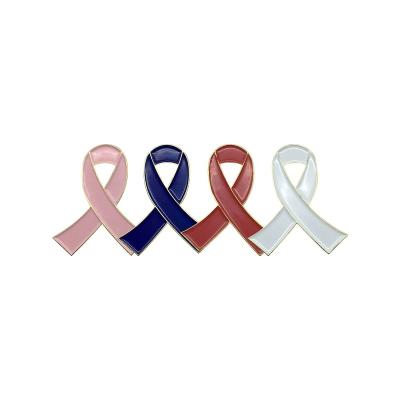 China World Wholesale Custom Colored Cancer Awareness Ribbon Enamel Pins for sale