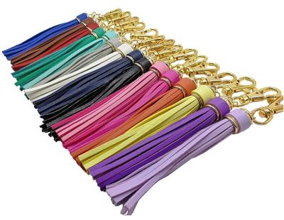 China Factory Price PU Leather Tassel Leather Pendant With Lobster Swivel Keychains Women Purse Wallet Bag Decoration Keychains for sale