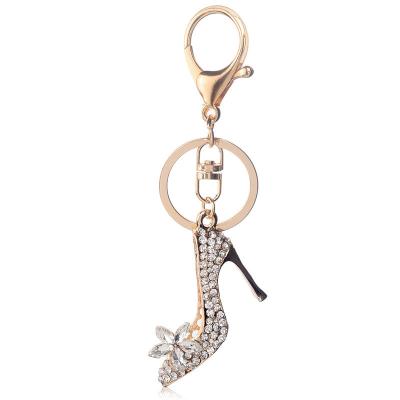 China Metal Factory Rhinestone High Heel Crystal Key Chain Keychains for sale