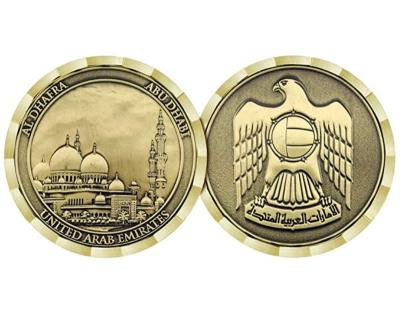 China Europe Custom Design Arabic ABU DHABI Mosque Antique Double Side 3D Metal Award Retro Challenge Coins Old Coin for sale