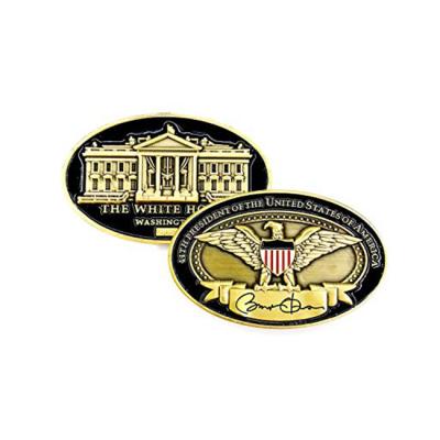 China Wholesale Quality Custom Ellipse Coin USA From Europe The White House Presidential Challenge Coin for sale