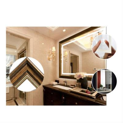 China Decorative Wall Mirror Bathroom Decorative Wall Mounted Led Mirror With Wood Carving Frame for sale