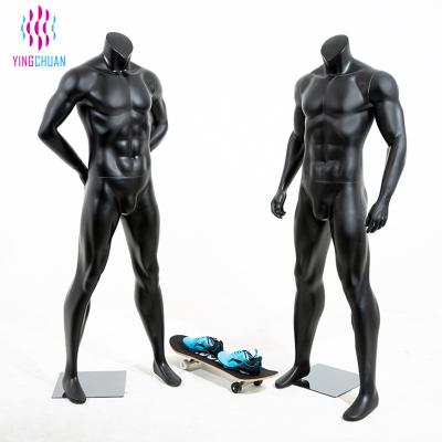 China Couples Factory Price Muscle Sports Mannequin Matte Black Fiberglass Full Body Male Mannequin for sale