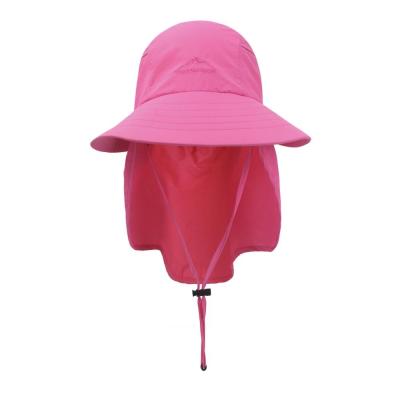 China 100%ployester Outdoor sun shade baseball Cap with Neck Flap Cover Bucket Hats with string Many colors are available for sale