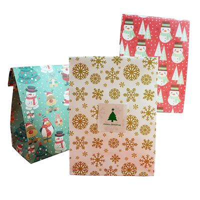 China Recyclable Cute Cartoon Flat Pouch Christmas Style Wrapping Paper Gift Bags Lovely For Packaging Baking Cookies Macaron Candy for sale