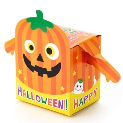 China 2019 New DIY Recycled Materials ZL Custom Cookie Chocolate Packaging Small Gift Boxes White Ghost Pumpkin Halloween Candy Box With Arm for sale