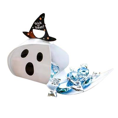 China ZL Disposable Package Custom Pumpkin Ghost White Cartoon Printed Modeling Foldable Mini Packaging Box Candy Cupcake Gift For Halloween for sale