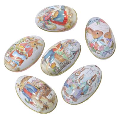 China Large Recyclable 10 x 6.5 x 6 cm, Creative Easter Egg Decoration Tin Box Bunny Candy Box Gift Packaging Box for sale