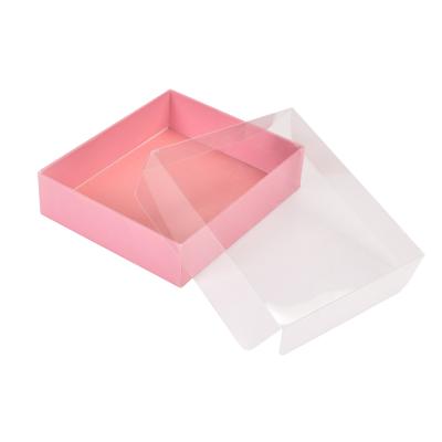 China Reused Materials Display Pastry Cake Scarf Cosmetic Tie Hair Clips Packaging Gift Box With Clear PVC Lid for sale