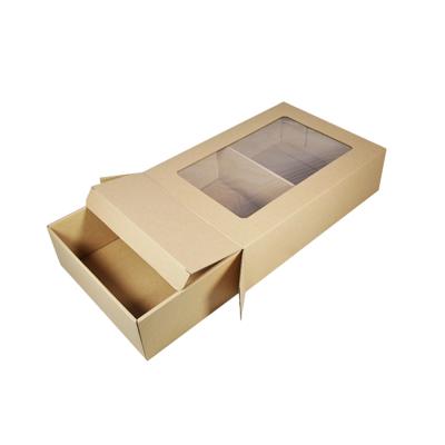 China Recycled Materials Kraft Paper Packaging Custom Underwear Drawer Box With PVC Window for sale