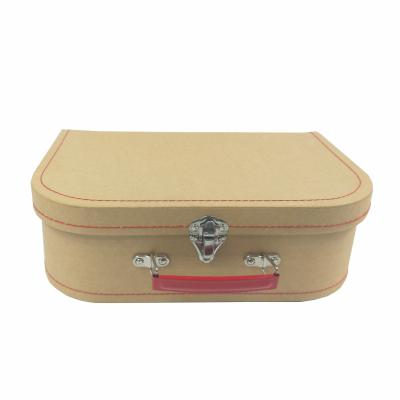 China Custom Recycled Materials ZL Christmas Kraft Paper Cardboard Favor Suitcase Gift Packaging Box With Stainless Steel Handle for sale