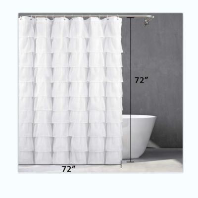 China Viable Factory Wholesale Ruffle Fabric Shower Curtain Jacquard Shower Curtain Marble Bath Shower Curtains For Bathroom for sale