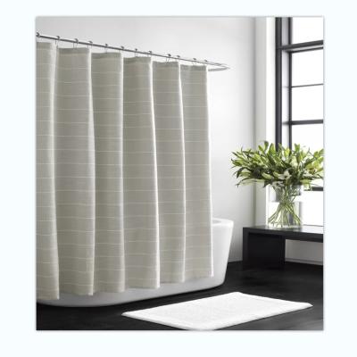 China Sustainable Washable Bathroom Shower Curtains Like Design Elegant Wick Stripe 100% Cotton Shower Curtain for sale