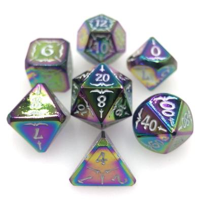 China Hot Sale Zinc Alloy Metal Colorful Dice With Free Pocket For Dungeons And Dragons RPG D&d RPG Mtg Table Games for sale