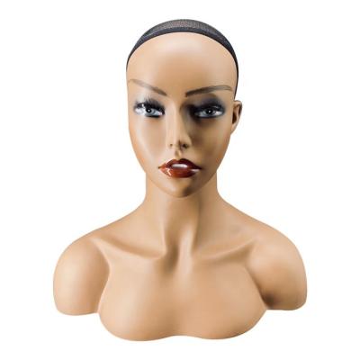 China Wholesale realistic PVC material JDSX manneqiun heads with shoulder for display wig heads show head for sale