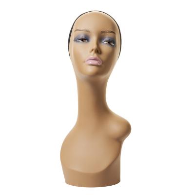 China PVC Material Mannequin Head For Female Doll Head Head Wig Display Wig Stand Model One Shoulder Mask Sunglass Hat Hair Wigs Display Stand for sale