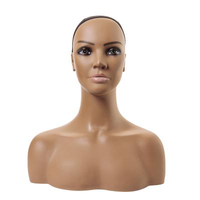 China PVC Material HOT Selling Mannequin NEW For Wig Display For Wig Mannequin Head With Shoulder Half Body Mannequin Smile Female Head for sale