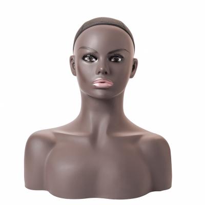 China PVC material female mannequin head with shoulder for display mannequin head with shoulder for wig jewelry makeup hat sunglass display for sale