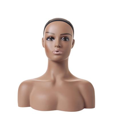 China PVC Material HOT Selling Mannequin NEW For Wig Display For Wig Mannequin Head With Shoulder Half Body Mannequin Smile Female Head for sale