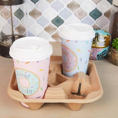 China 4 Cup Recyclable Pulp Fiber Paper Cup Carrier for 8-32 oz Mugs - Biodegradable and Great for All Your Beverage (300 Packets) for sale