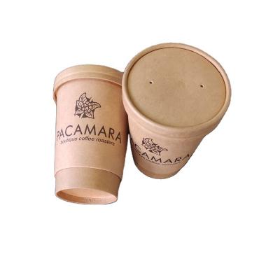 China Biodegradable Disposable To Go Paper Coffee Cups With Lids Kraft Paper Cups For Tea And Coffee for sale