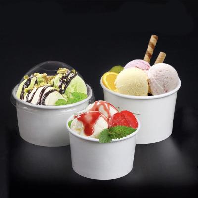 China Wholesale Disposable White Paper Ice Cream Cups Disposable Paper Cups For Ice Cream With Lids for sale