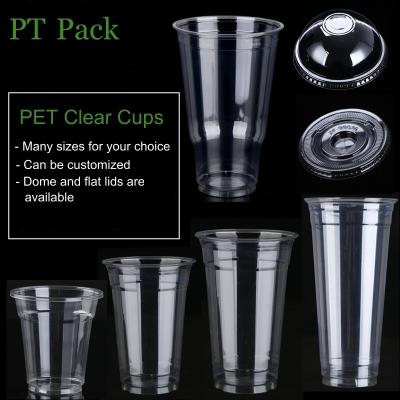 China Food Grade Single Wall Disposable Plastic Cups PET Drink Cup For Cold Drink for sale