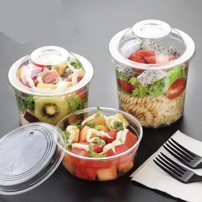 China 32oz Single Wall Plastic PET Container For Grocery Food With Lid for sale