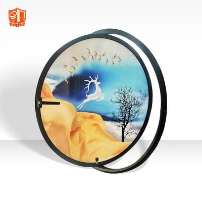 China Decoration oval and round window with circular moon window shade aluminum frame glass windows for sale