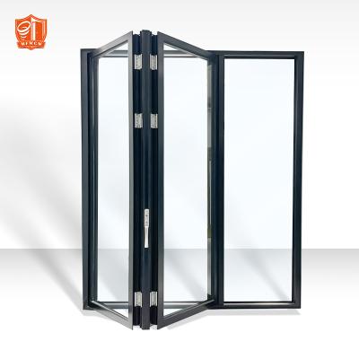 China Exterior Decoration Aluminum Glass Patio Bifold Doors Double Glazing Aluminum Sliding Folding Door for sale