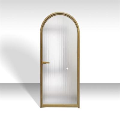 China Slim Narrow Glass Interior Swing Casement Door Decoration Frame Aluminum Toilet Doors for sale