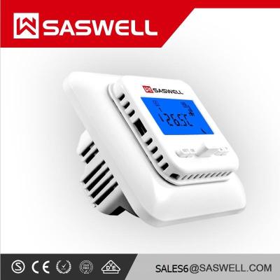 China 220V 16Amps 220V 16Amps Floor Heating Thermostat T38FHL-7 SASWELL 2 Electric Pole Switch Electric Thermostat for sale