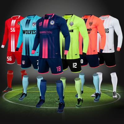 China Custom Boys Girls Soccer Jersey Sets Long Sleeve Set Adult Plain Child Soccer Jersey Cheap Soccer Uniform Set for sale