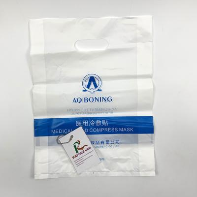 China Durable 2021 Custom Printing Side Gusset Die Cut White Plastic Handle Shopping Bag for sale