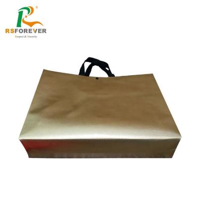 China Handled 2021 Custom New Design Woven Fabric Clothing Gifts Gold Bags Unlaminated for sale