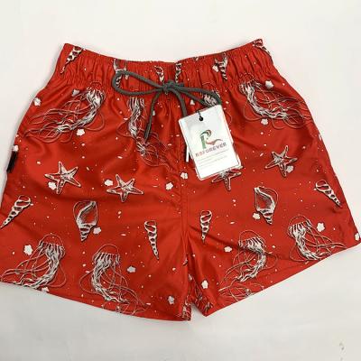 China Breathable Starfish Printed Panel Shorts Elastic Waist Beach Swim Shorts With Quality Mesh Lining for sale