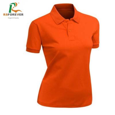 China Custom New Design Orange Anti-pilling Polo T-Shirt For Women for sale