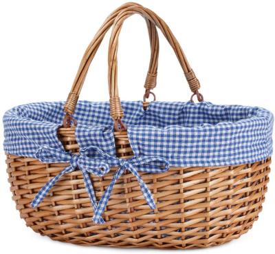 China Sustainable picnic basket and sturdy woven handle body with washable liner for sale