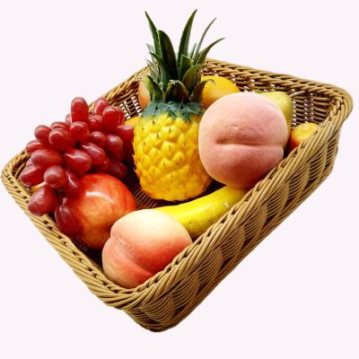 China Sustainable supermarket rustic fruit basket c factory price pp rattan handmade fruit store displaying basket for sale