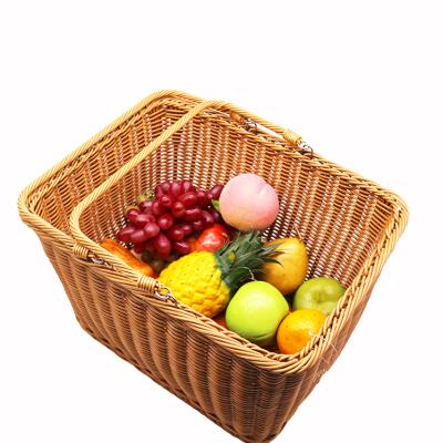 China High Quality Environmental Friendly Durable Duty Woven Plastic Shopping Basket Push Wire Shopping Basket For Shopping for sale