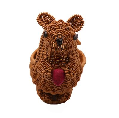 China Top Sale Sustainable Artificial Plastic Rattan Elephant Woven Shape Toy Kids Animal Basket for sale