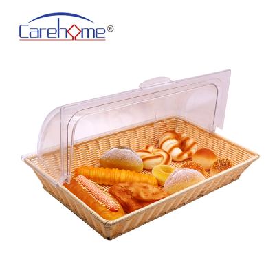 China Sustainable PP Rattan Basket / Bread Basket With PC Cover for sale