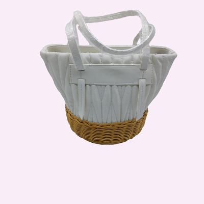 China High Quality Reusable Canvas Tote Bag With Wicker Folding Picnic Basket Grocery Bags For 2 Or 4 Person for sale