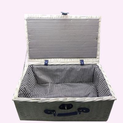 China Supplier Customized Viable Square Kitchen Rattan White Box Kids Picnic Baskets Sets For 4 Person Set for sale