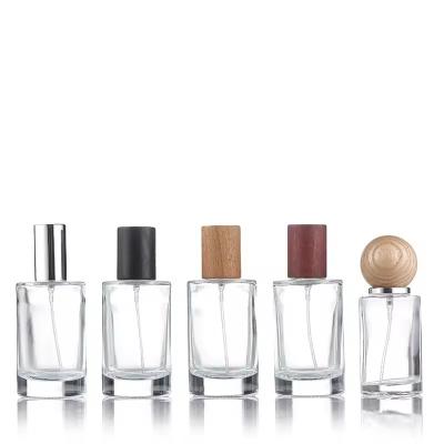 중국 30ml Glass Perfume Spray Bottle Liquid Sprayer Travel Refillable Bottle Wood Lid 판매용